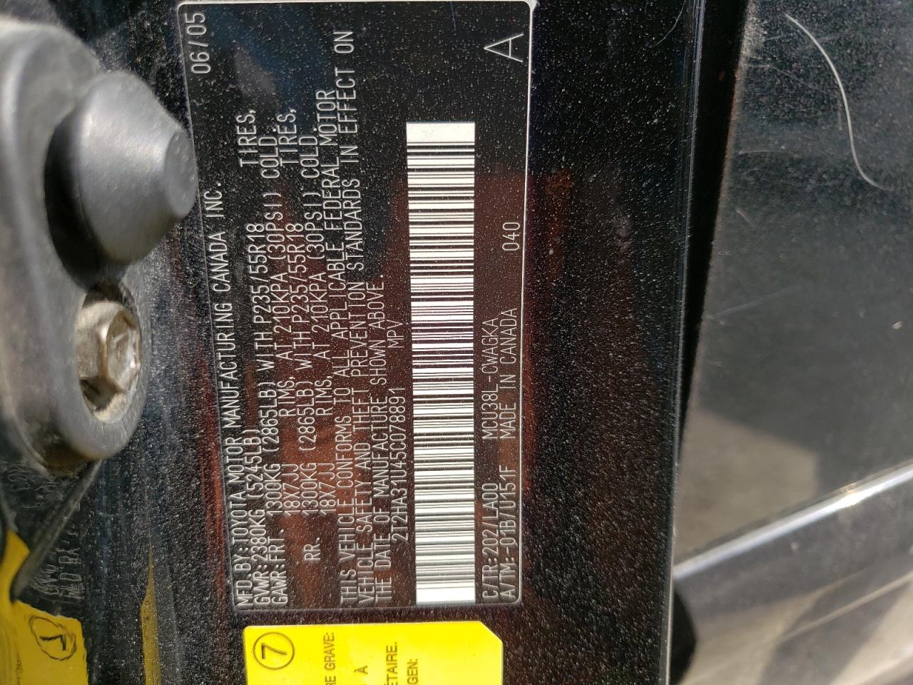 Photo 10 from auction – 2005 LEXUS RX 330 with VIN 2T2HA31U45C078891