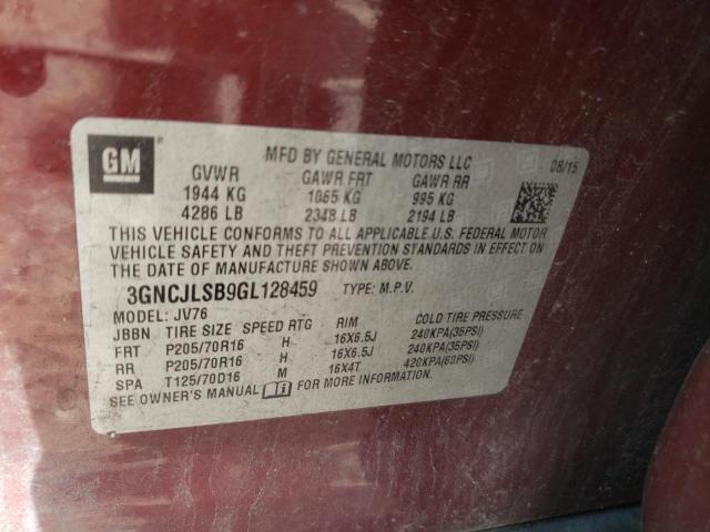 Photo 10 from auction – 2016 CHEVROLET TRAX 1LT with VIN 3GNCJLSB9GL128459