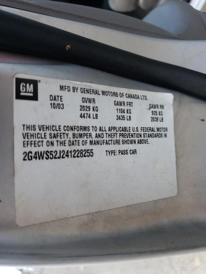 Photo 10 from auction – 2004 BUICK CENTURY CU with VIN 2G4WS52J241228255