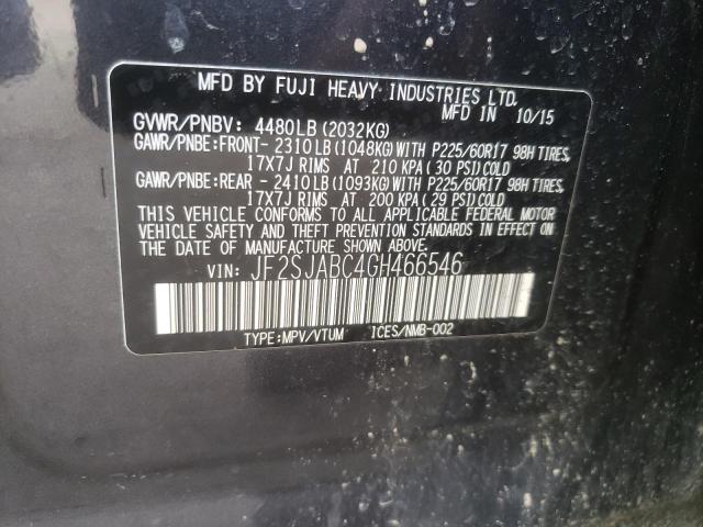 Photo 10 from auction – 2016 SUBARU FORESTER 2 with VIN JF2SJABC4GH466546