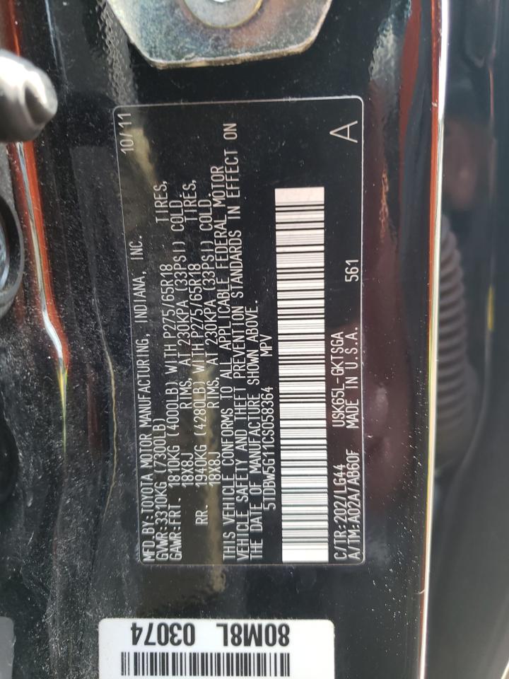 Photo 10 from auction – 2012 TOYOTA SEQUOIA SR with VIN 5TDBW5G11CS058364