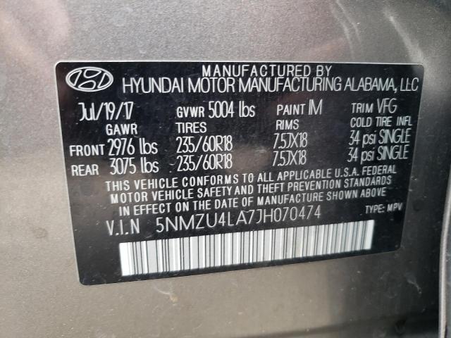 Photo 10 from auction – 2018 HYUNDAI SANTA FE S with VIN 5NMZU4LA7JH070474