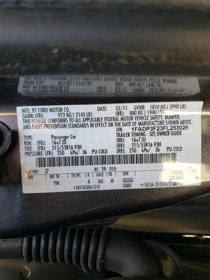 Photo 10 from auction – 2015 FORD FOCUS SE with VIN 1FADP3F23FL253026