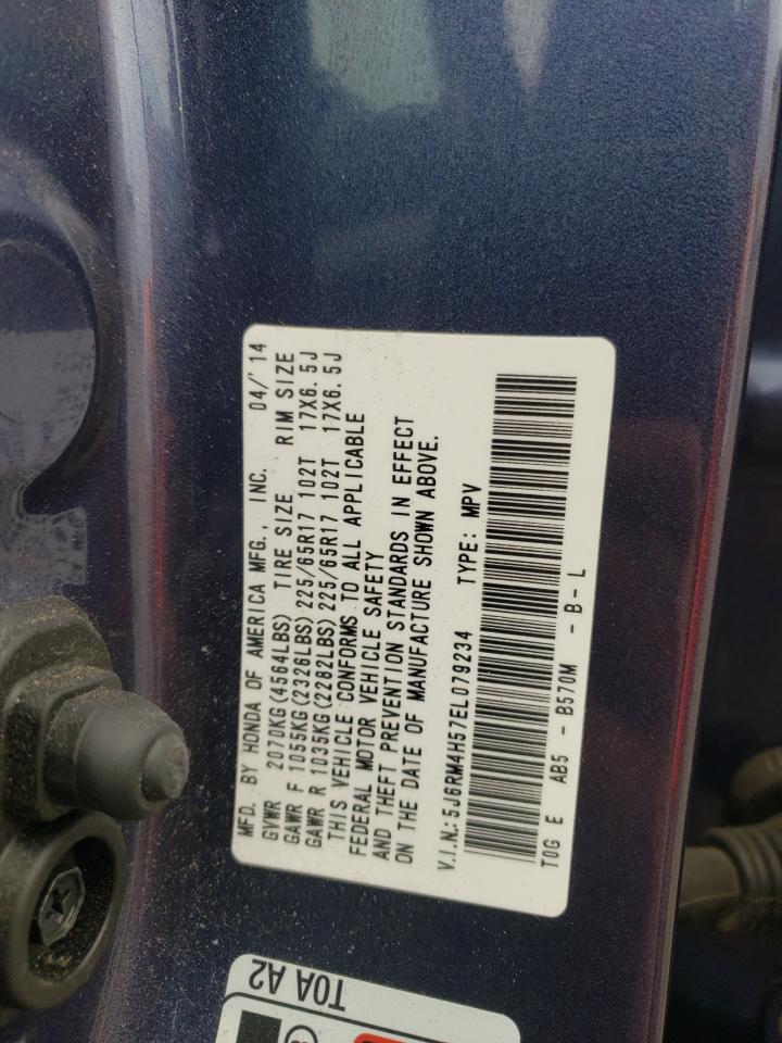 Photo 10 from auction – 2014 HONDA CR-V EX with VIN 5J6RM4H57EL079234