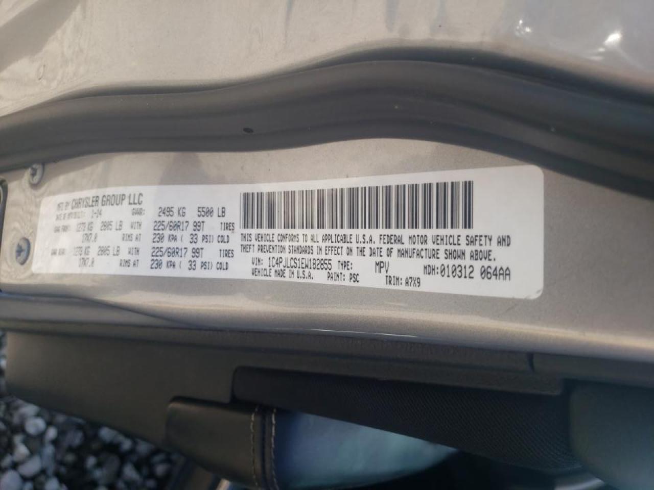 Photo 10 from auction – 2014 JEEP CHEROKEE L with VIN 1C4PJLCS1EW182855
