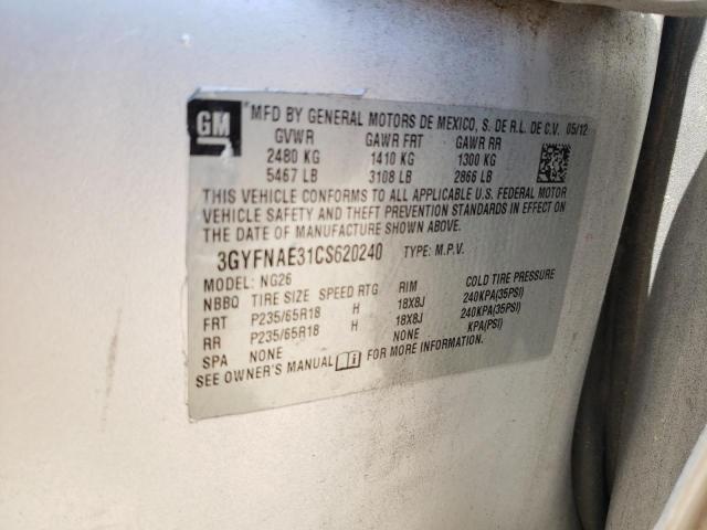 Photo 10 from auction – 2012 CADILLAC SRX LUXURY with VIN 3GYFNAE31CS620240