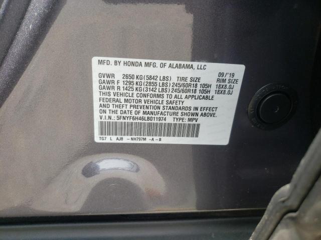 Photo 10 from auction – 2020 HONDA PILOT EXL with VIN 5FNYF6H46LB011974