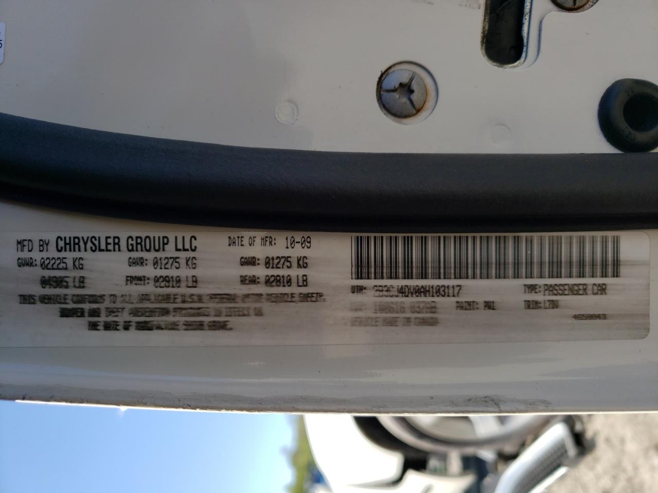 Photo 10 from auction – 2010 DODGE CHALLENGER with VIN 2B3CJ4DV0AH103117