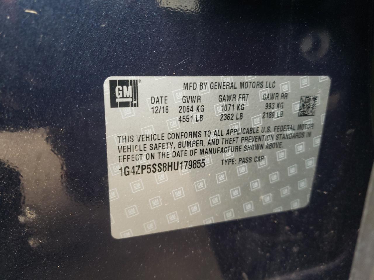 Photo 10 from auction – 2017 BUICK LACROSSE E with VIN 1G4ZP5SS8HU179855