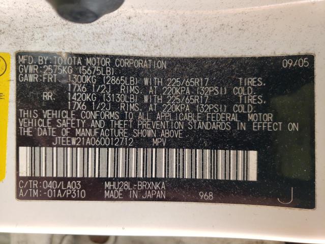 Photo 10 from auction – 2006 TOYOTA HIGHLANDER with VIN JTEEW21A060012712