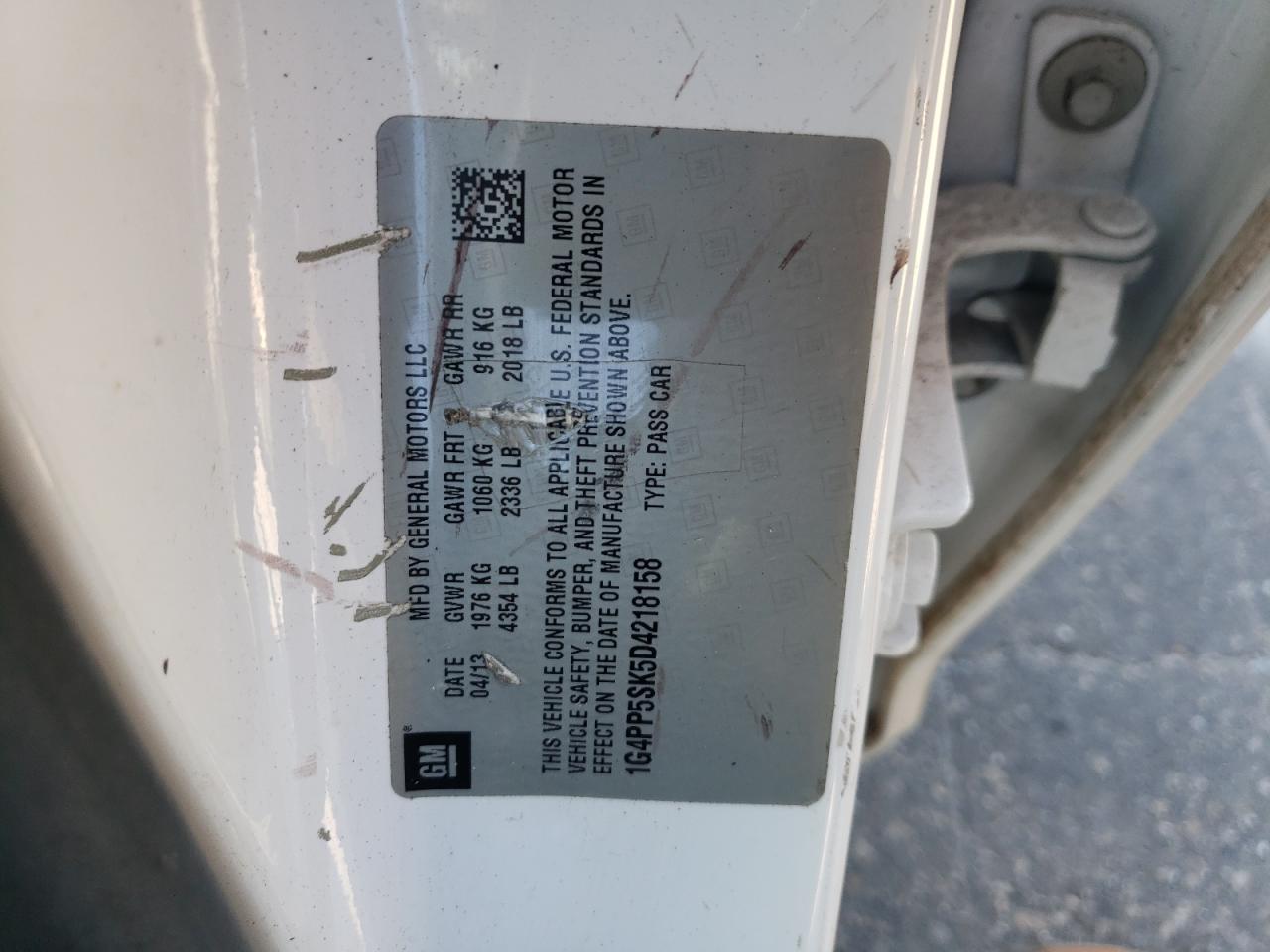 Photo 10 from auction – 2013 BUICK VERANO with VIN 1G4PP5SK5D4218158