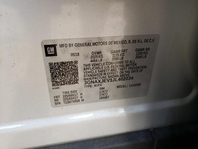 Photo 10 from auction – 2018 CHEVROLET EQUINOX LT with VIN 3GNAXJEV1JL402034