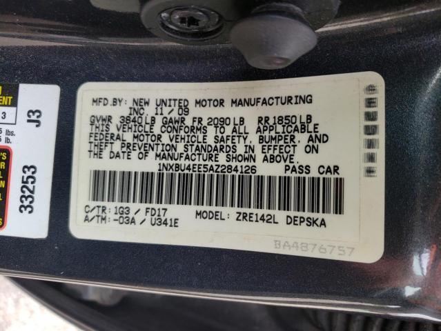 Photo 10 from auction – 2010 TOYOTA COROLLA BA with VIN 1NXBU4EE5AZ284126