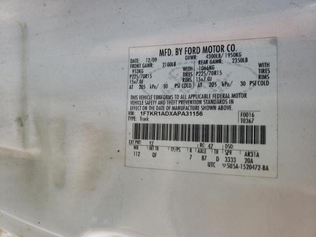 Photo 10 from auction – 2010 FORD RANGER with VIN 1FTKR1ADXAPA31156