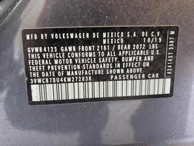VOLKSWAGEN JETTA S 2019 with VIN 3VWCB7BU4KM272838 - Photo from auction