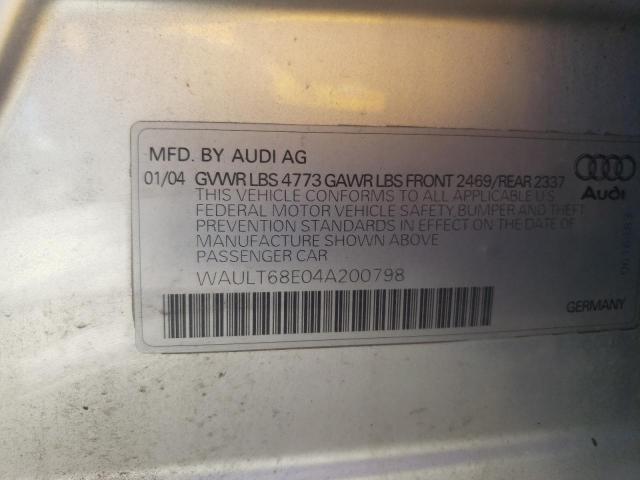 Photo 10 from auction – 2004 AUDI A4 3.0 QUA with VIN WAULT68E04A200798
