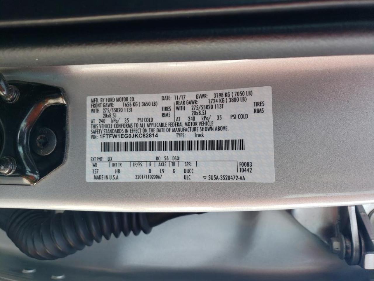 Photo 10 from auction – 2018 FORD F150 SUPER with VIN 1FTFW1EG0JKC82814