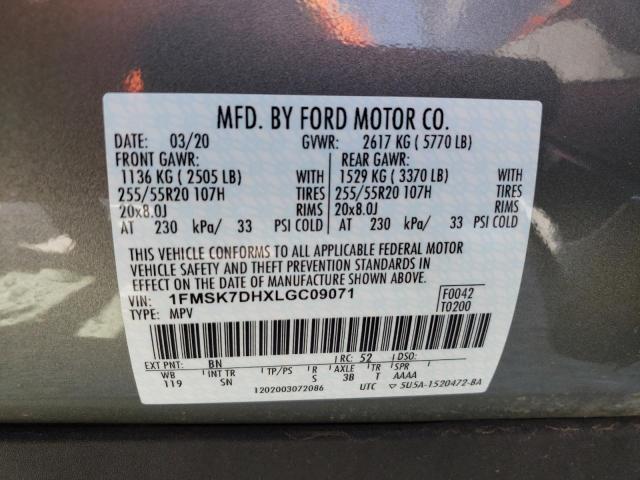 Photo 10 from auction – 2020 FORD EXPLORER X with VIN 1FMSK7DHXLGC09071