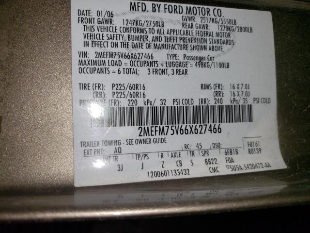 Photo 10 from auction – 2006 MERCURY GRAND MARQ with VIN 2MEFM75V66X627466