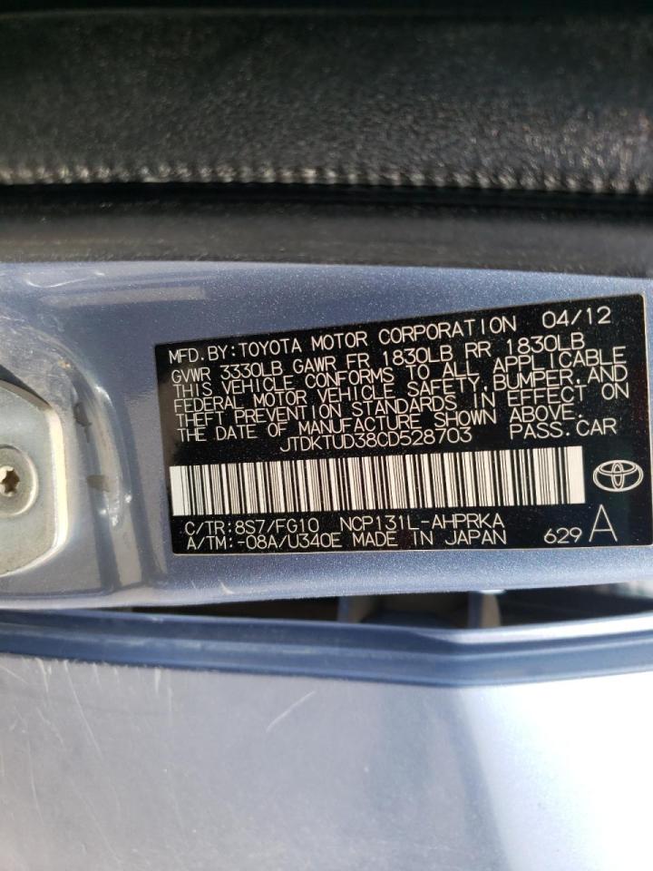 Photo 10 from auction – 2012 TOYOTA YARIS with VIN JTDKTUD38CD528703