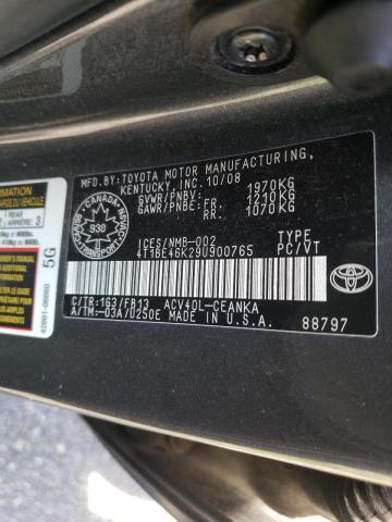 Photo 10 from auction – 2009 TOYOTA CAMRY BASE with VIN 4T1BE46K29U900765