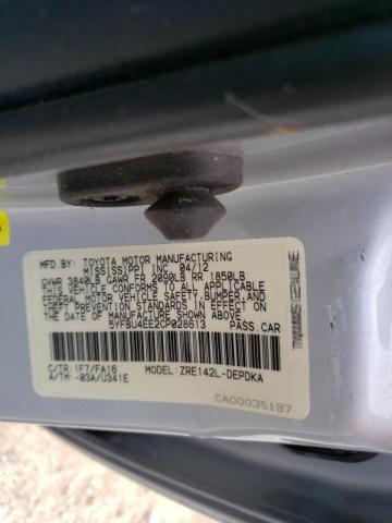 Photo 10 from auction – 2012 TOYOTA COROLLA BA with VIN 5YFBU4EE2CP028613