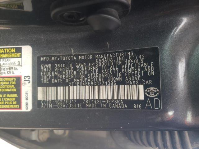Photo 10 from auction – 2012 TOYOTA COROLLA BA with VIN 2T1BU4EE9CC771396