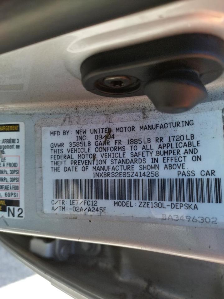 Photo 10 from auction – 2005 TOYOTA COROLLA CE with VIN 1NXBR32E85Z414258