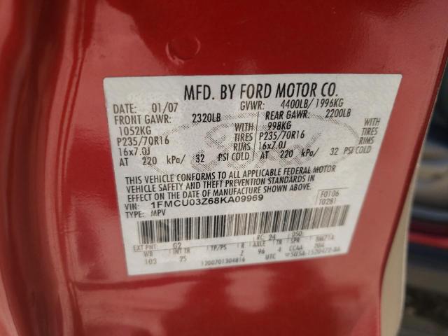 Photo 10 from auction – 2008 FORD ESCAPE XLT with VIN 1FMCU03Z68KA09969