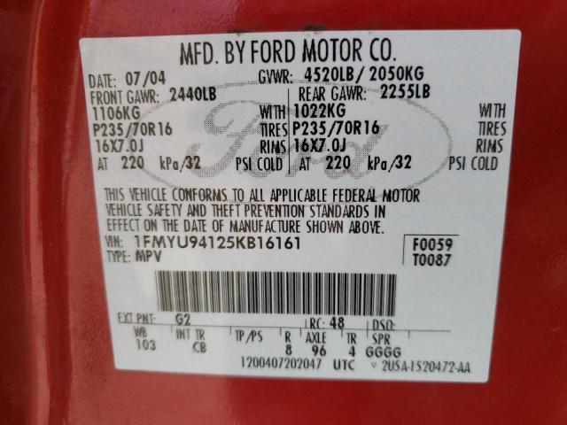 Photo 10 from auction – 2005 FORD ESCAPE LIM with VIN 1FMYU94125KB16161