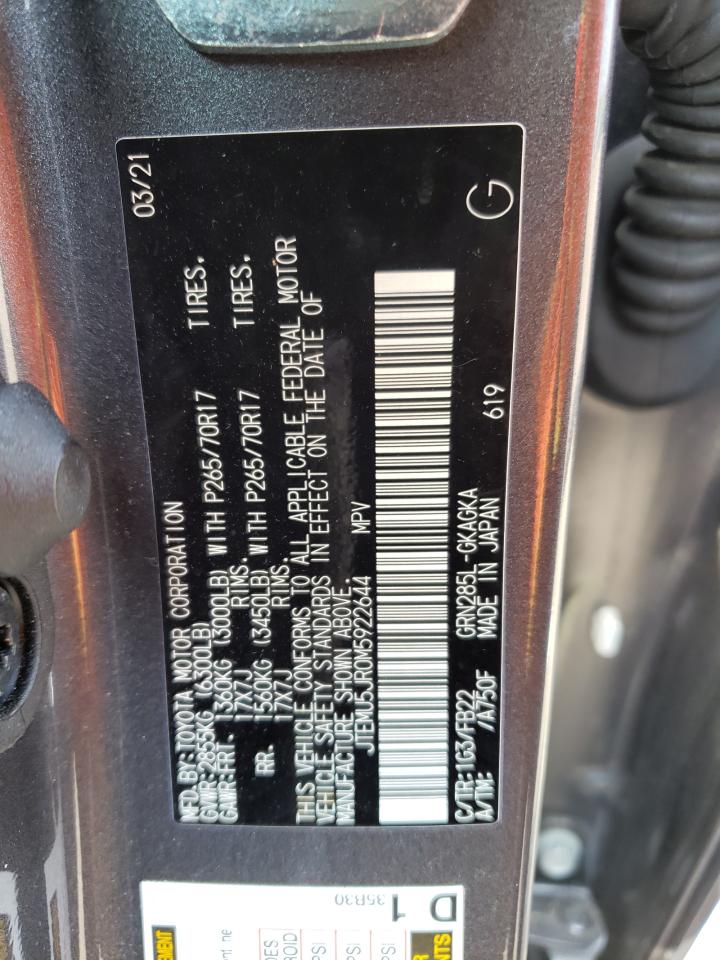 Photo 10 from auction – 2021 TOYOTA 4RUNNER SR with VIN JTEMU5JR0M5922644