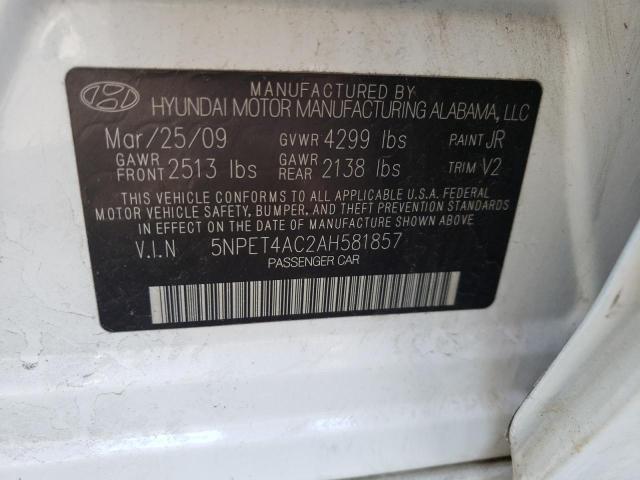 Photo 10 from auction – 2010 HYUNDAI SONATA GLS with VIN 5NPET4AC2AH581857