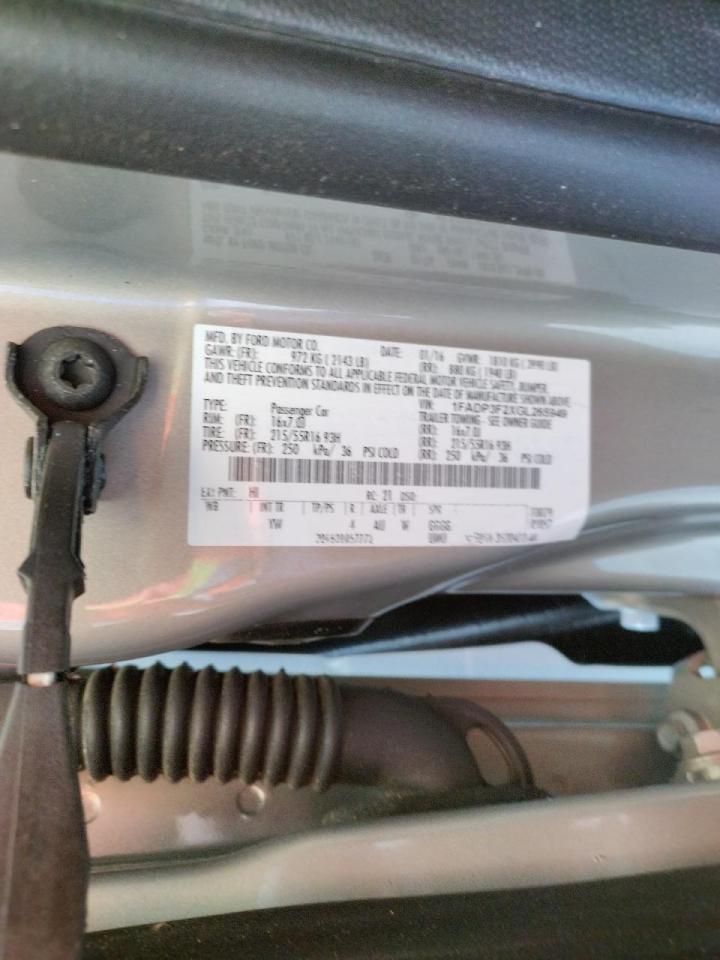 Photo 10 from auction – 2016 FORD FOCUS SE with VIN 1FADP3F2XGL265949