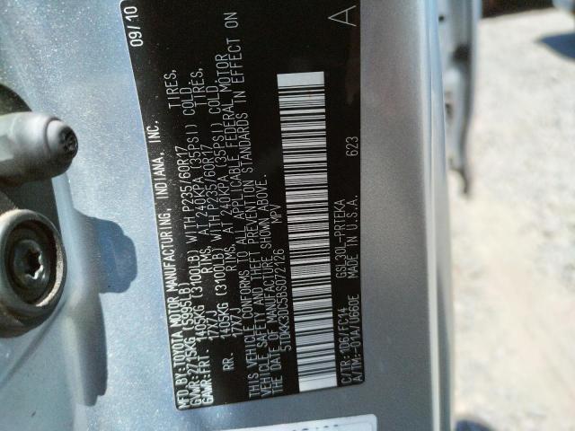 Photo 10 from auction – 2011 TOYOTA SIENNA LE with VIN 5TDKK3DC5BS072126