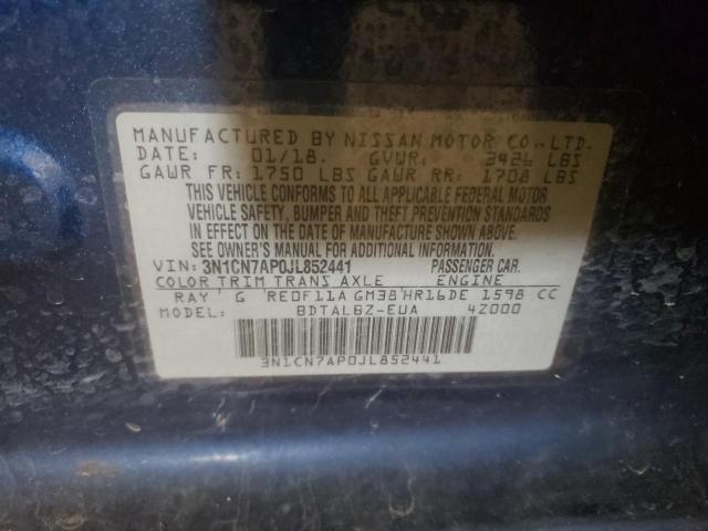 Photo 10 from auction – 2018 NISSAN VERSA S with VIN 3N1CN7AP0JL852441