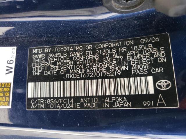 Photo 10 from auction – 2007 TOYOTA SCION TC with VIN JTKDE167270175219