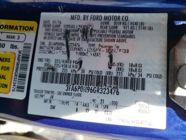 Photo 10 from auction – 2016 FORD FUSION SE with VIN 3FA6P0H96GR323476
