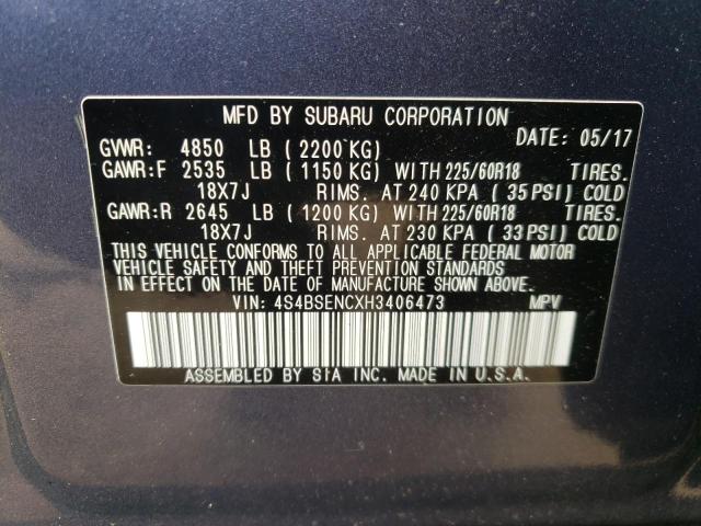 Photo 10 from auction – 2017 SUBARU OUTBACK 3. with VIN 4S4BSENCXH3406473