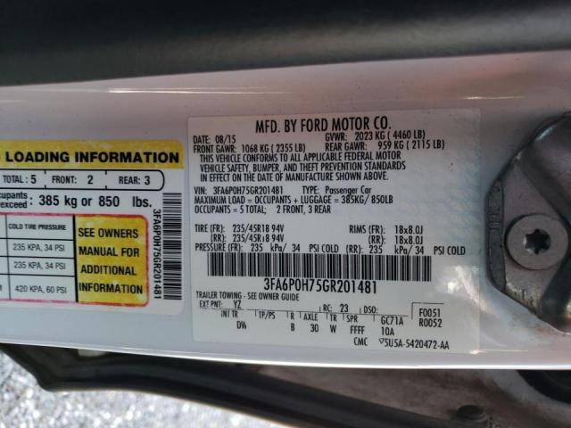 Zdjęcie 10 z aukcji – 2016 FORD FUSION SE z VIN 3FA6P0H75GR201481