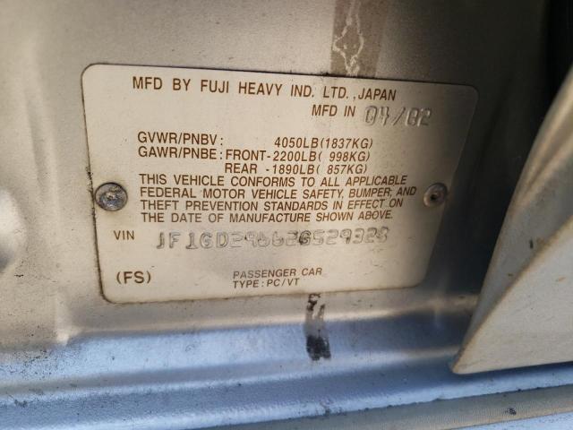 Photo 10 from auction – 2002 SUBARU IMPREZA WR with VIN JF1GD29662G529328