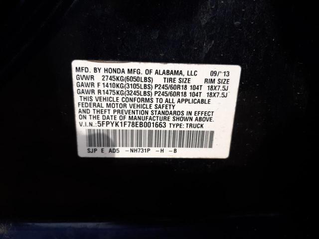Photo 10 from auction – 2014 HONDA RIDGELINE with VIN 5FPYK1F78EB001663