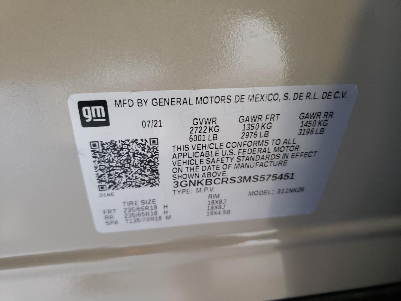 Photo 10 from auction – 2021 CHEVROLET BLAZER 2LT with VIN 3GNKBCRS3MS575451