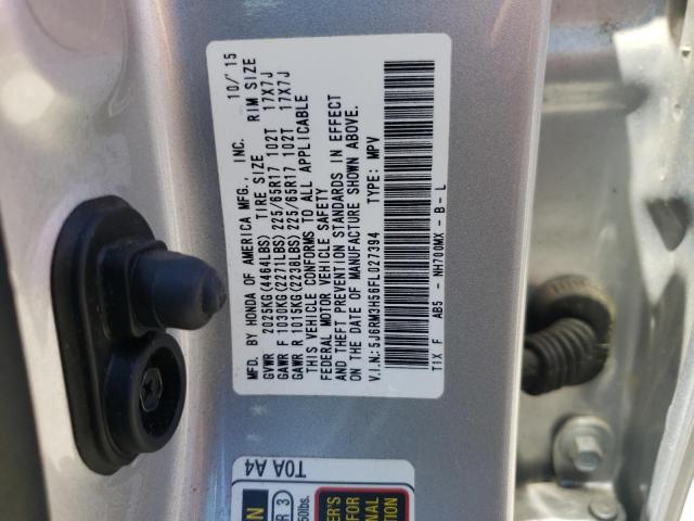 Photo 10 from auction – 2015 HONDA CR-V EX with VIN 5J6RM3H56FL027394