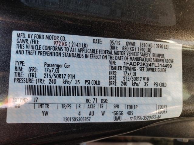 Photo 10 from auction – 2015 FORD FOCUS SE with VIN 1FADP3K24FL314499