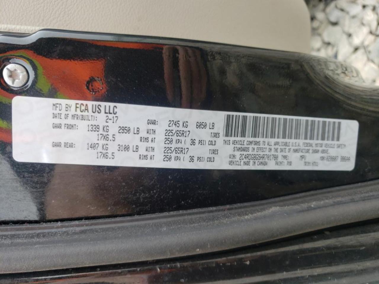 Photo 10 from auction – 2017 DODGE GRAND CARA with VIN 2C4RDGBG5HR701780