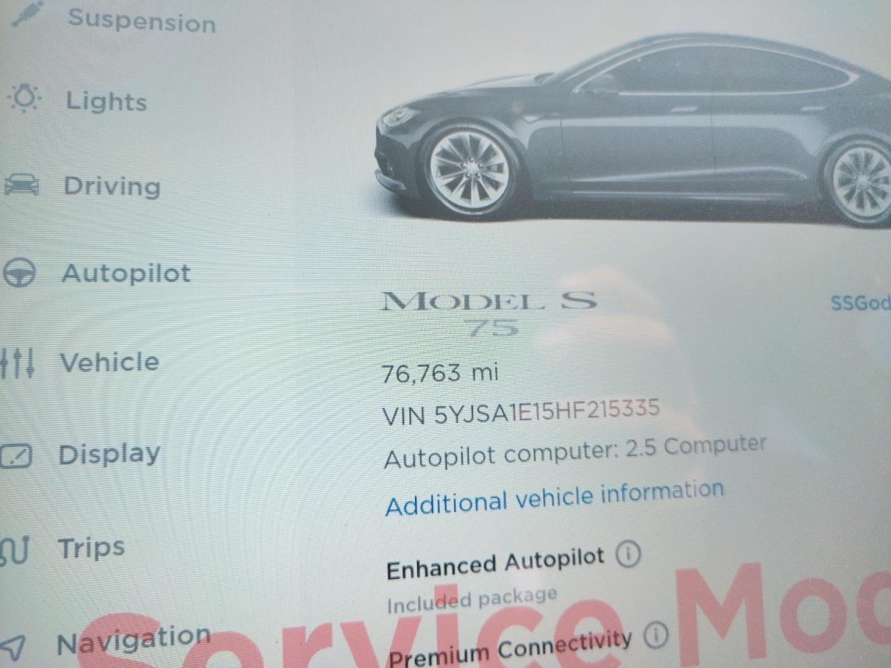 Photo 8 from auction – 2017 TESLA MODEL S with VIN 5YJSA1E15HF215335