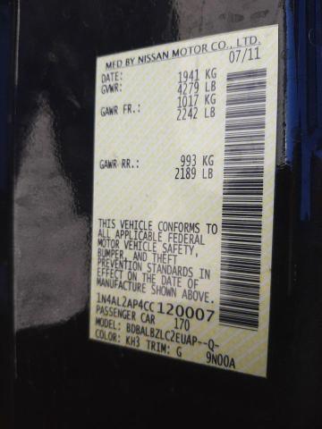 Photo 10 from auction – 2012 NISSAN ALTIMA BAS with VIN 1N4AL2AP4CC120007