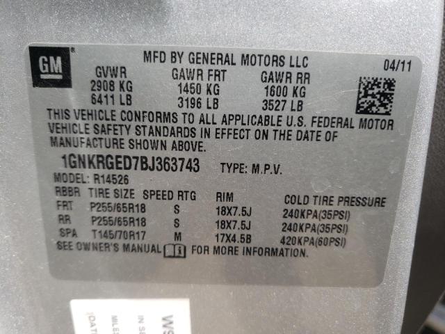 Photo 10 from auction – 2011 CHEVROLET TRAVERSE L with VIN 1GNKRGED7BJ363743
