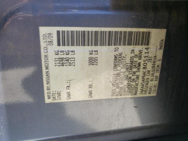 Photo 10 from auction – 2010 NISSAN MAXIMA S with VIN 1N4AA5AP6AC805114