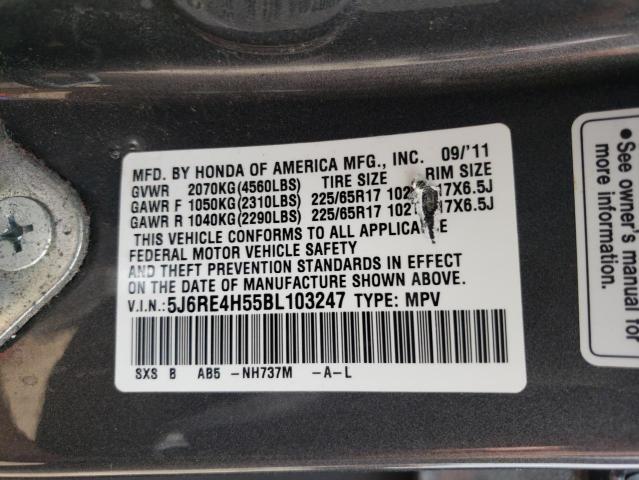 Photo 10 from auction – 2011 HONDA CR-V EX with VIN 5J6RE4H55BL103247